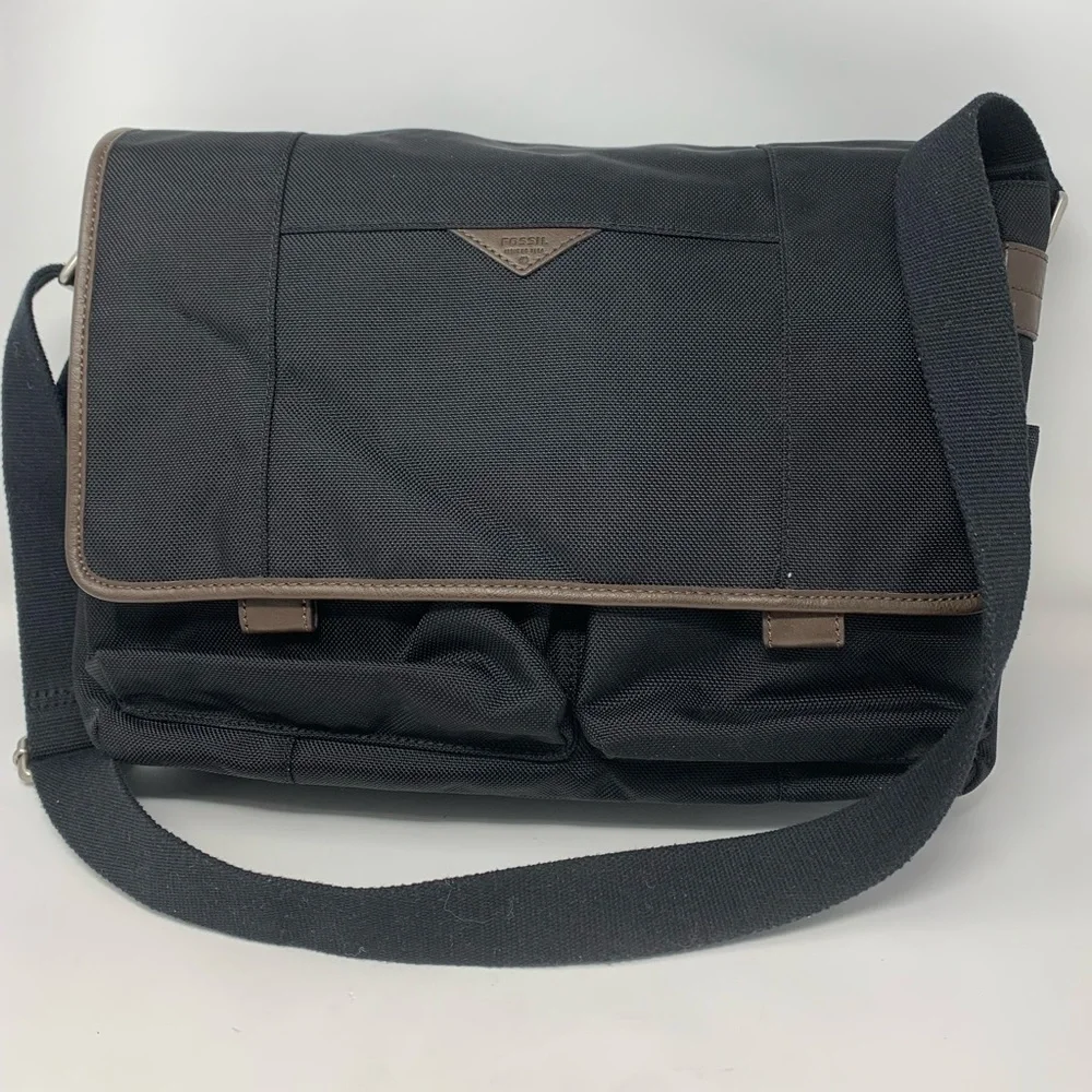 Fossil Evan Canvas Crossbody Messanger Briefcase Shoulder Bag